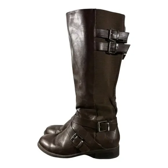 Torrid Women’s Brown Knee High Riding Boots Size 9.5 M Wide Calf Buckles - Picture 5 of 9